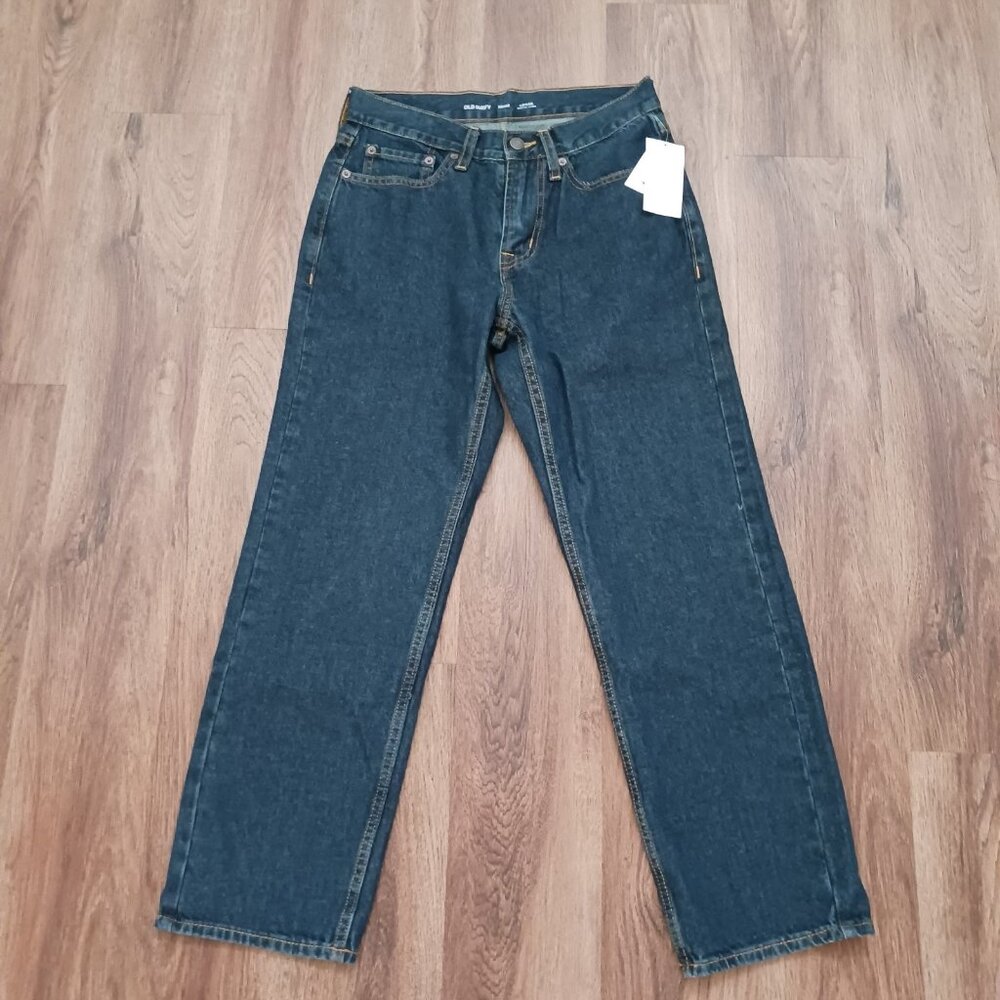 Old Navy Men’s Size 28 X 27 Built-in Tough Straight Fit Dark‎ Wash Denim Jeans